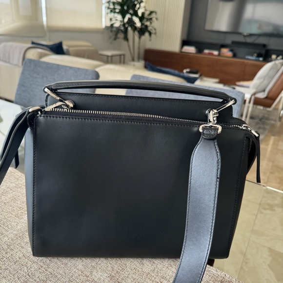 FENDI  Vitello Baltico Dolce DotCom Satchel Black Blue Royal - Picture 3 of 9